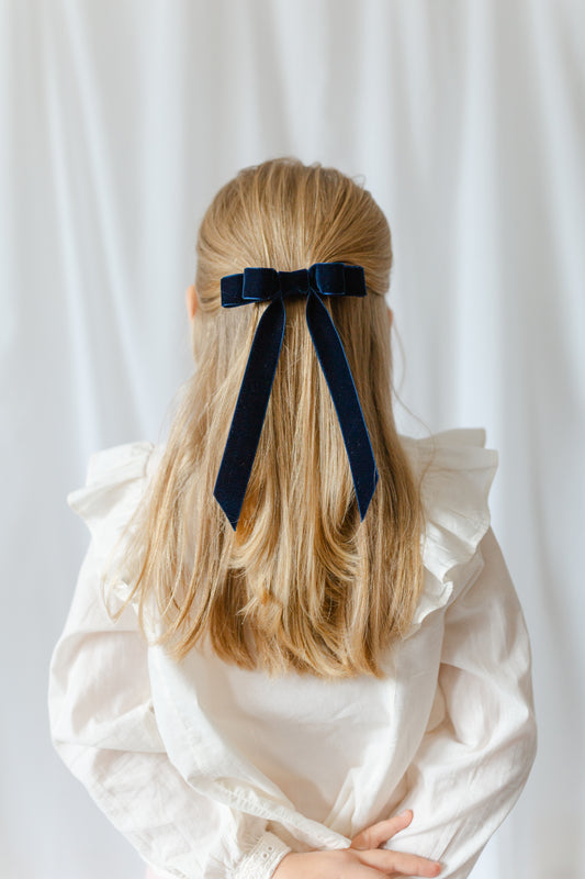 Velvet Hair Clip Classic Navy Large