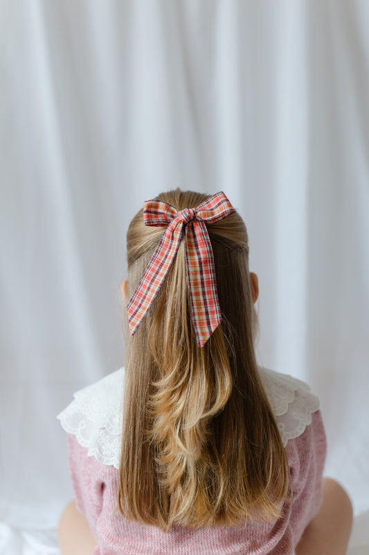 Long Tail Hair Bow Crabapple Check