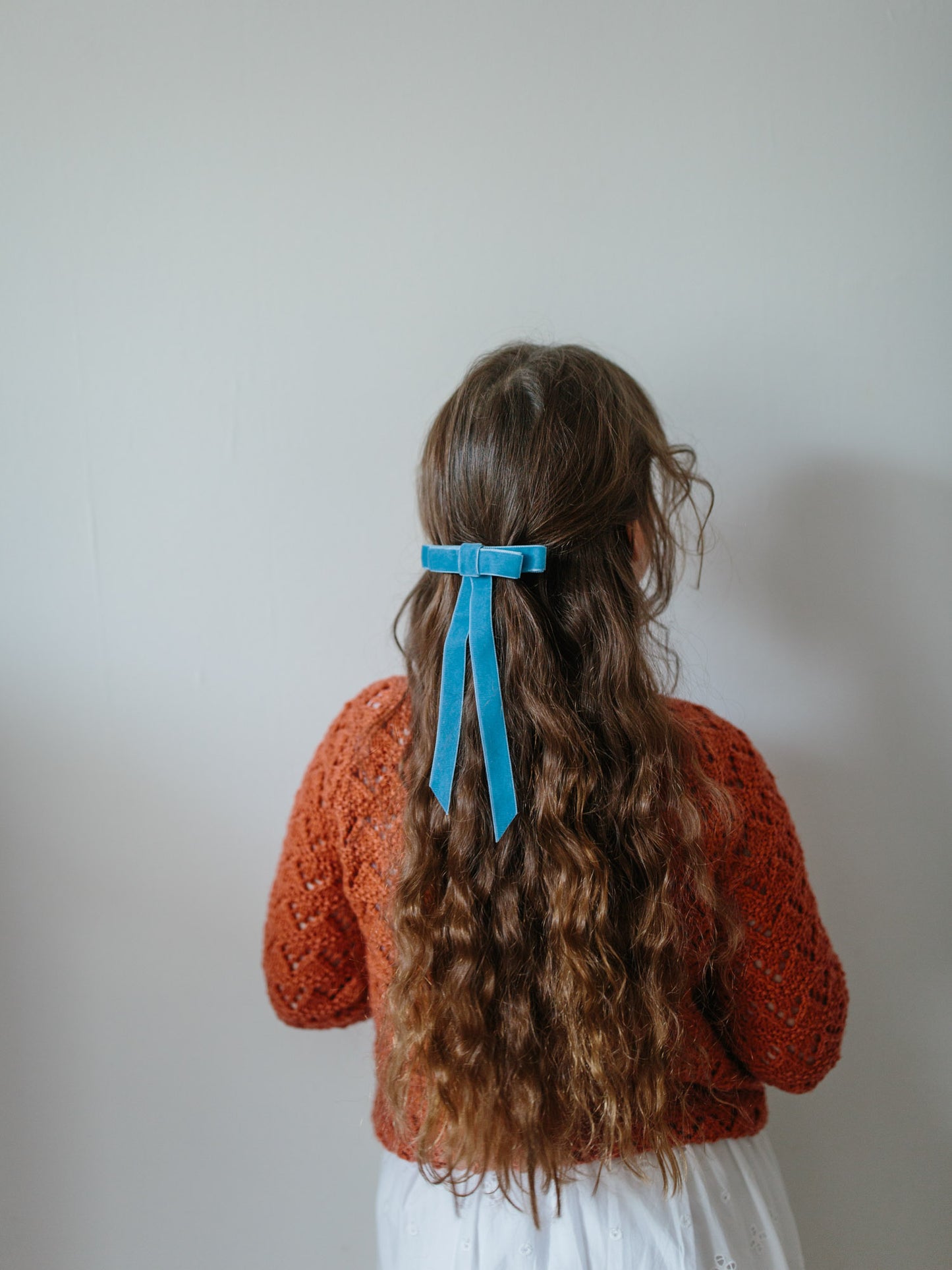 Teal blue Hair bow velvet