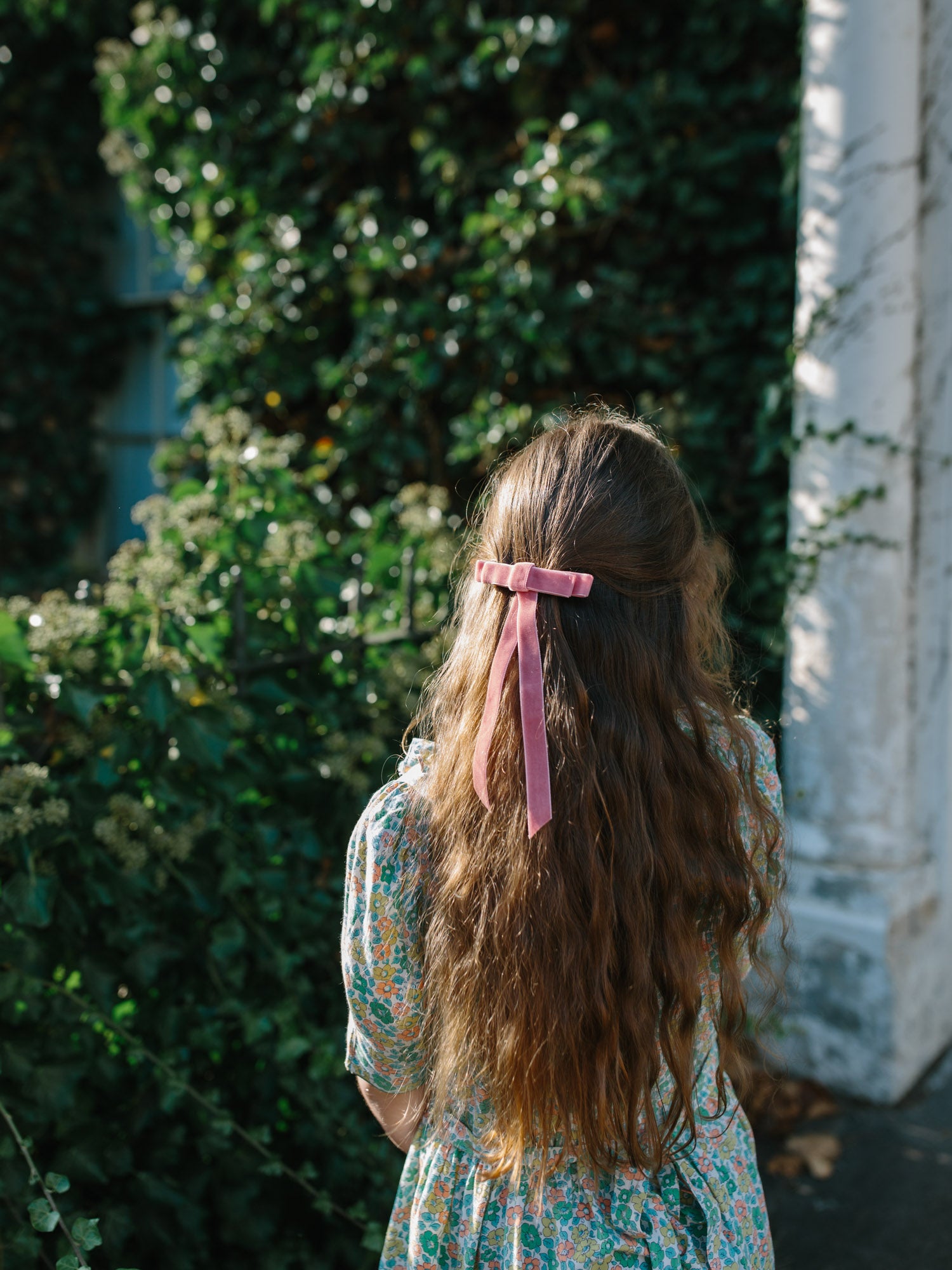 Ballet pink velvet hair bow