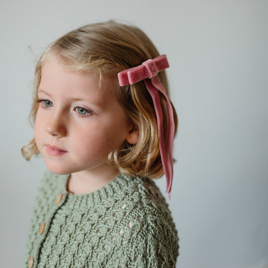 Velvet Hair Clip in Ballet Pink Small