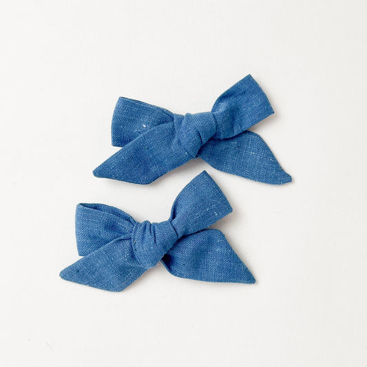 Pig Tail Hair Bows Indigo Blue