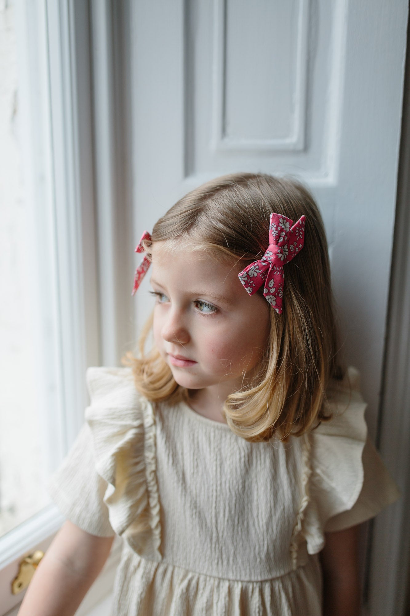Pig Tail Hair Bows Liberty Capel in Pink
