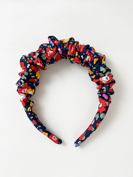 Ruffled Hairband in Liberty Betsy Meadows