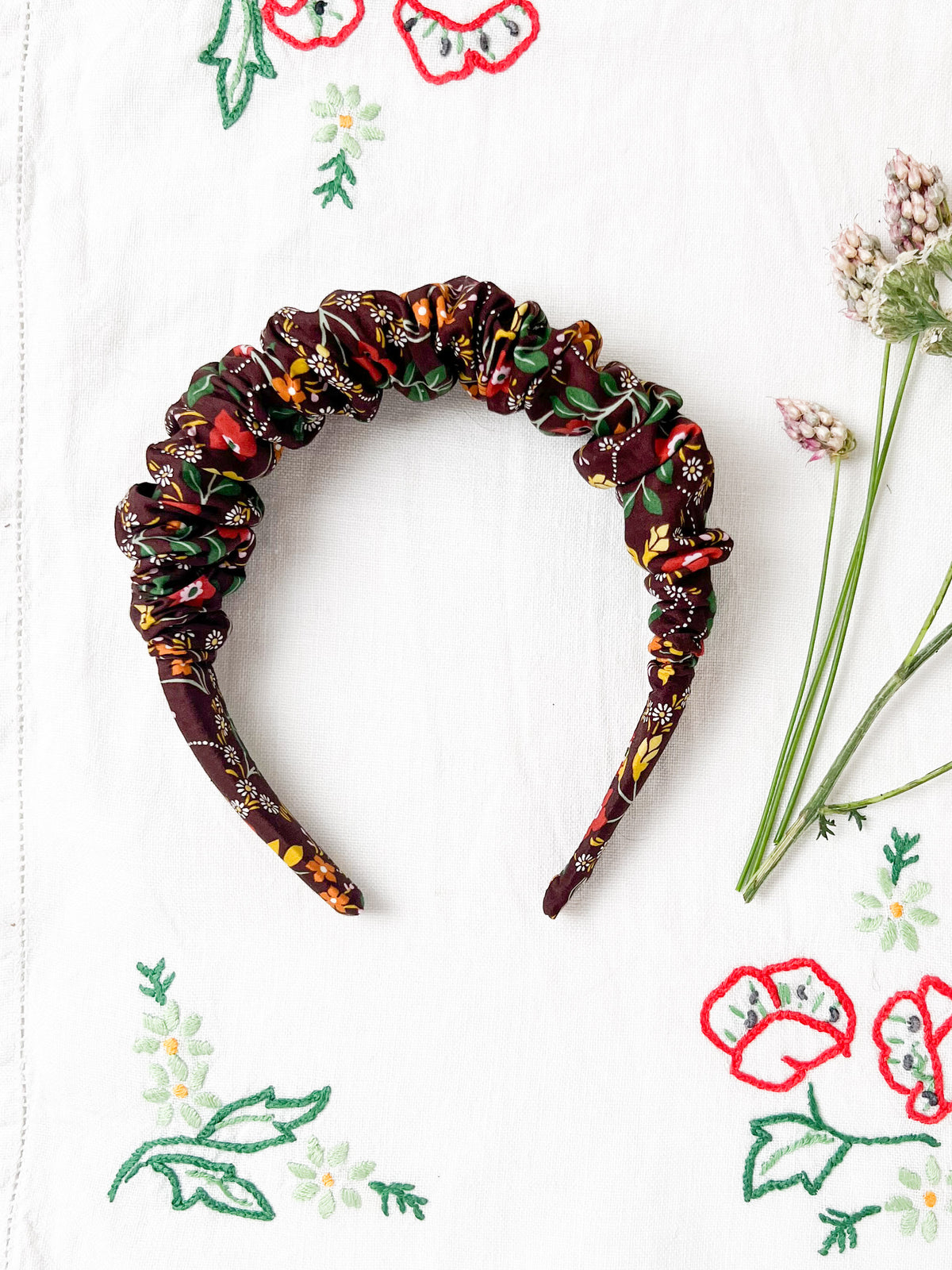 Ruffled Hairband in Daisy Brown