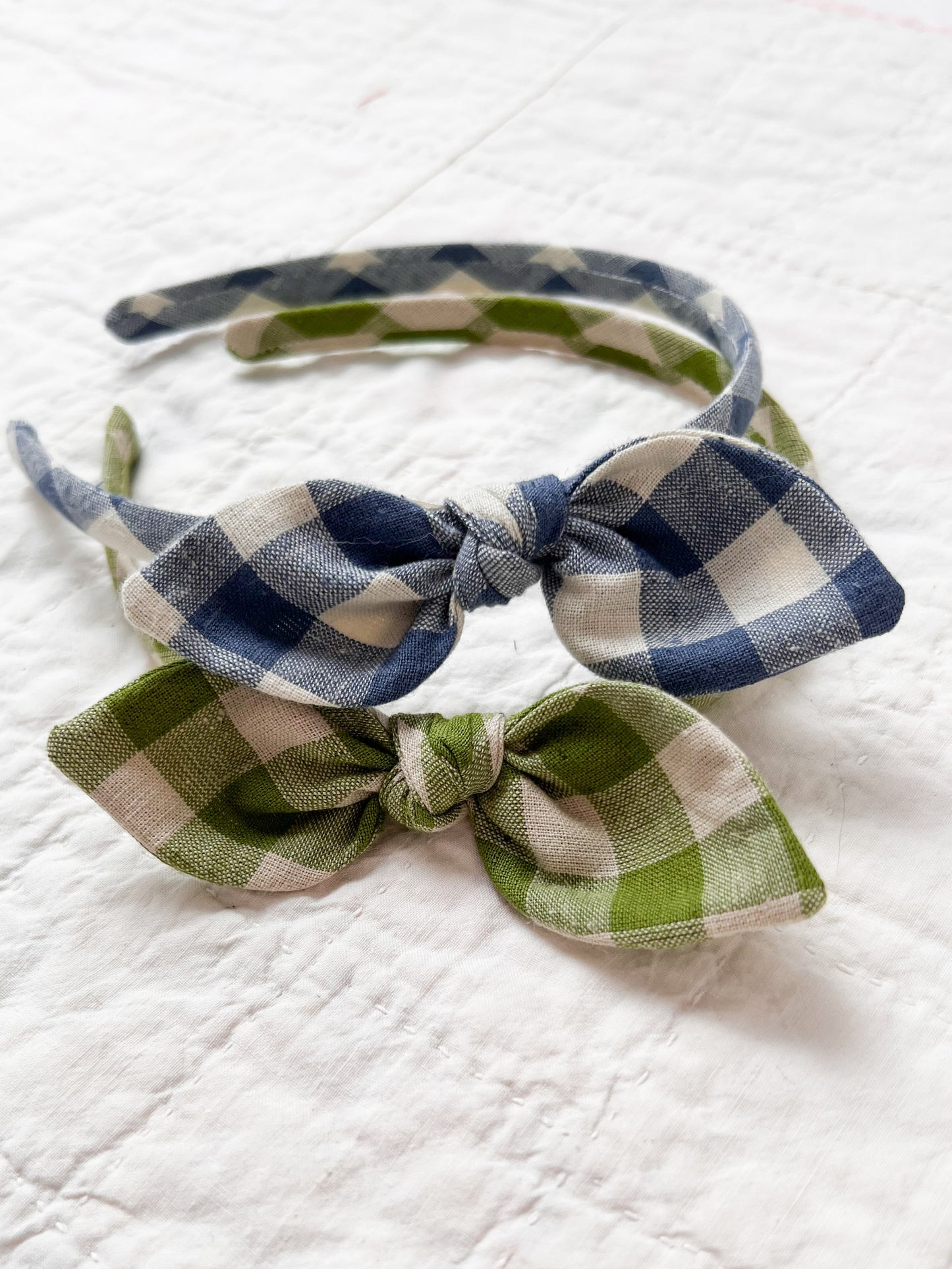 Side Bow Hairband in Cornflower Blue Check