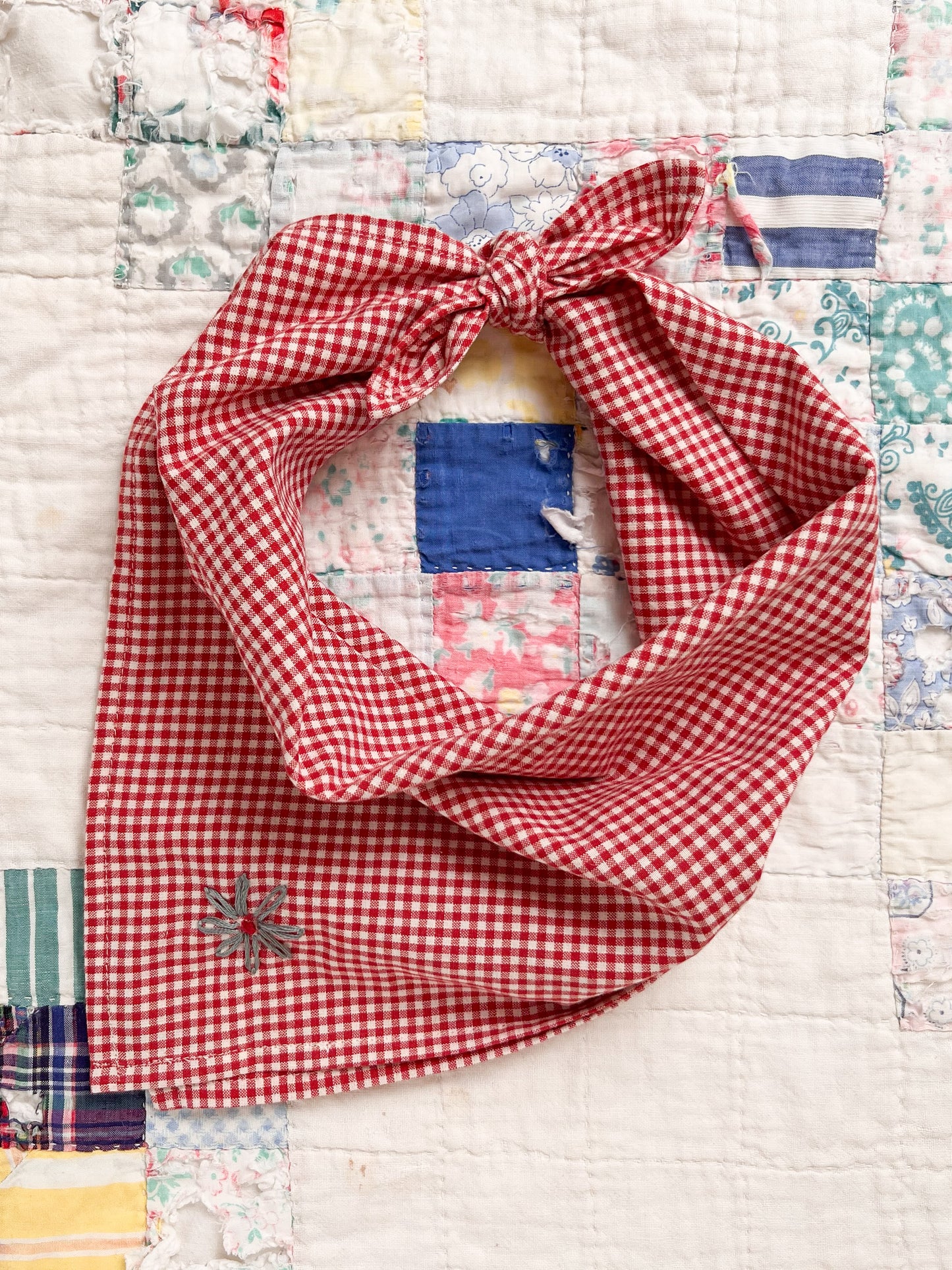 Evie Scarf in Red Cotton Gingham