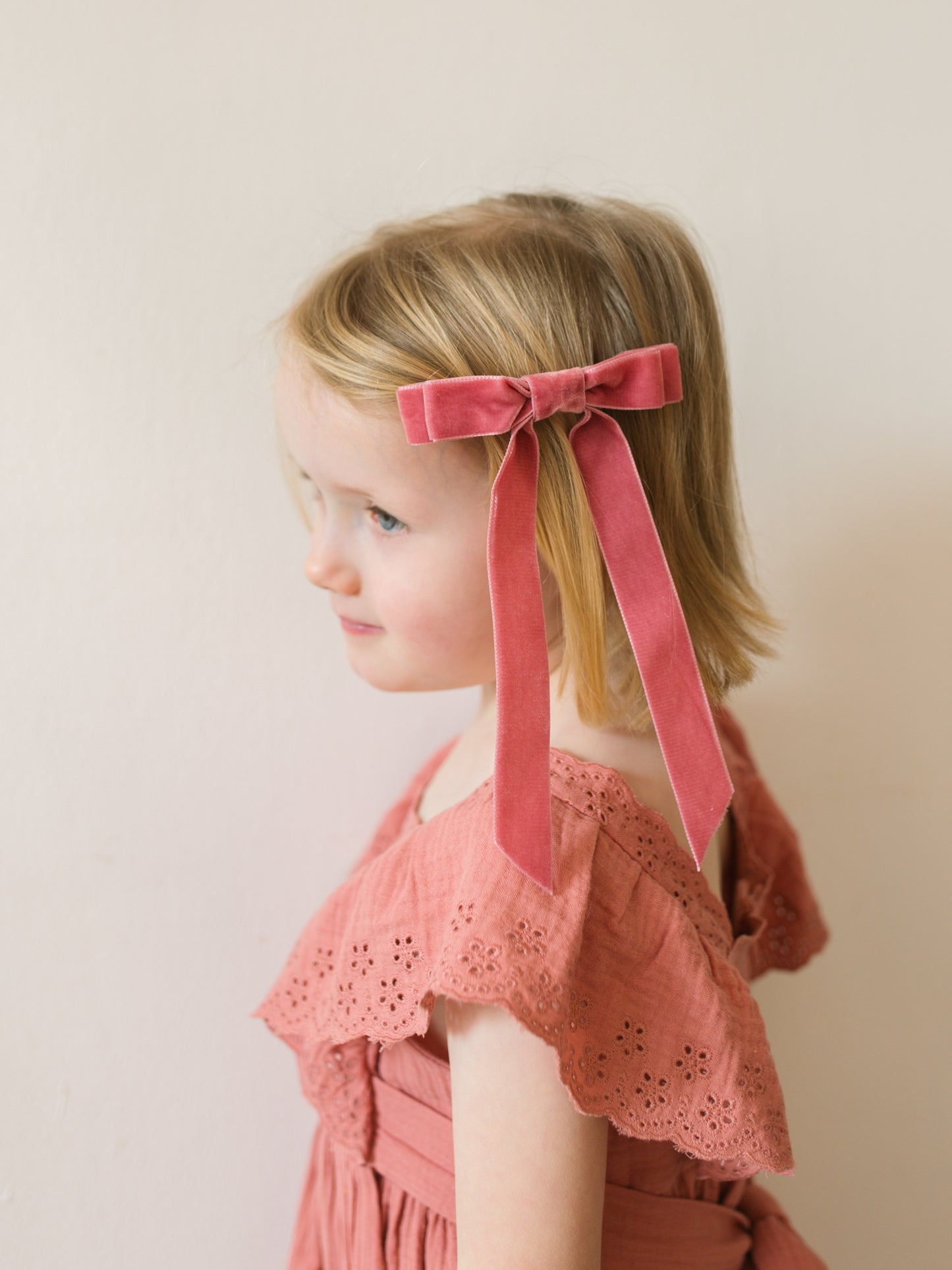 Velvet Hair Clip Ballet Pink Large