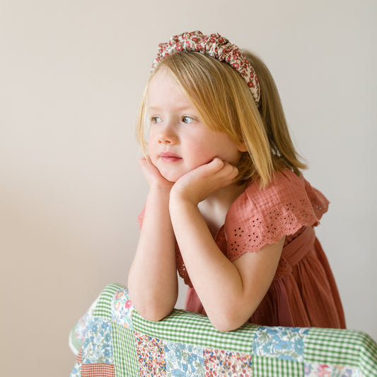 Ruffled Hairband in Liberty Red Empress