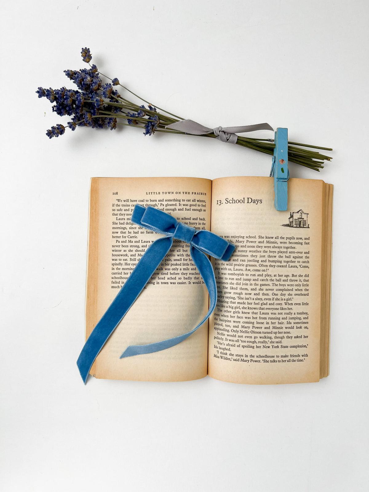 Velvet Hair Bow Sky Blue Small