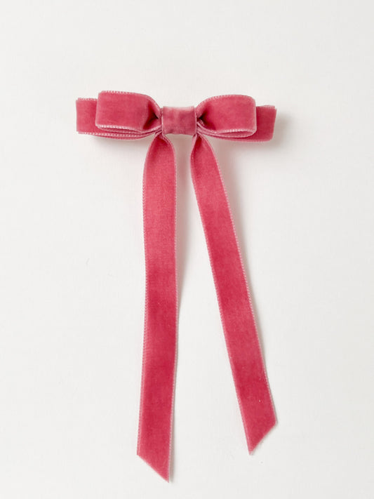Velvet Hair Bow Ballet Pink Small