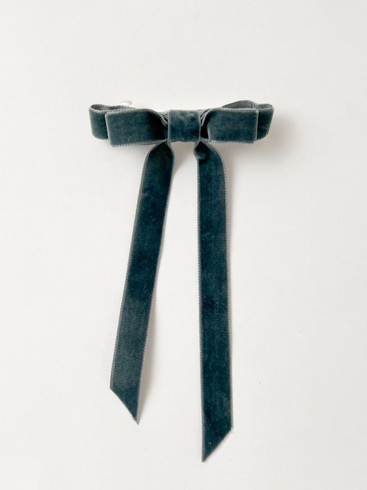 Velvet Hair Bow Prairie Blue