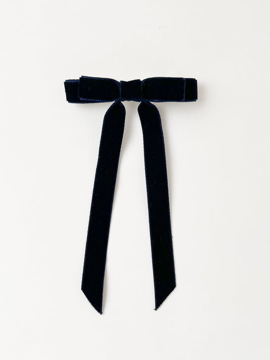 Velvet Hair Bow Navy Blue