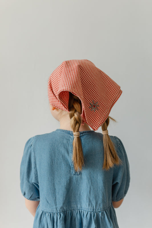Evie Scarf in Red Cotton Gingham
