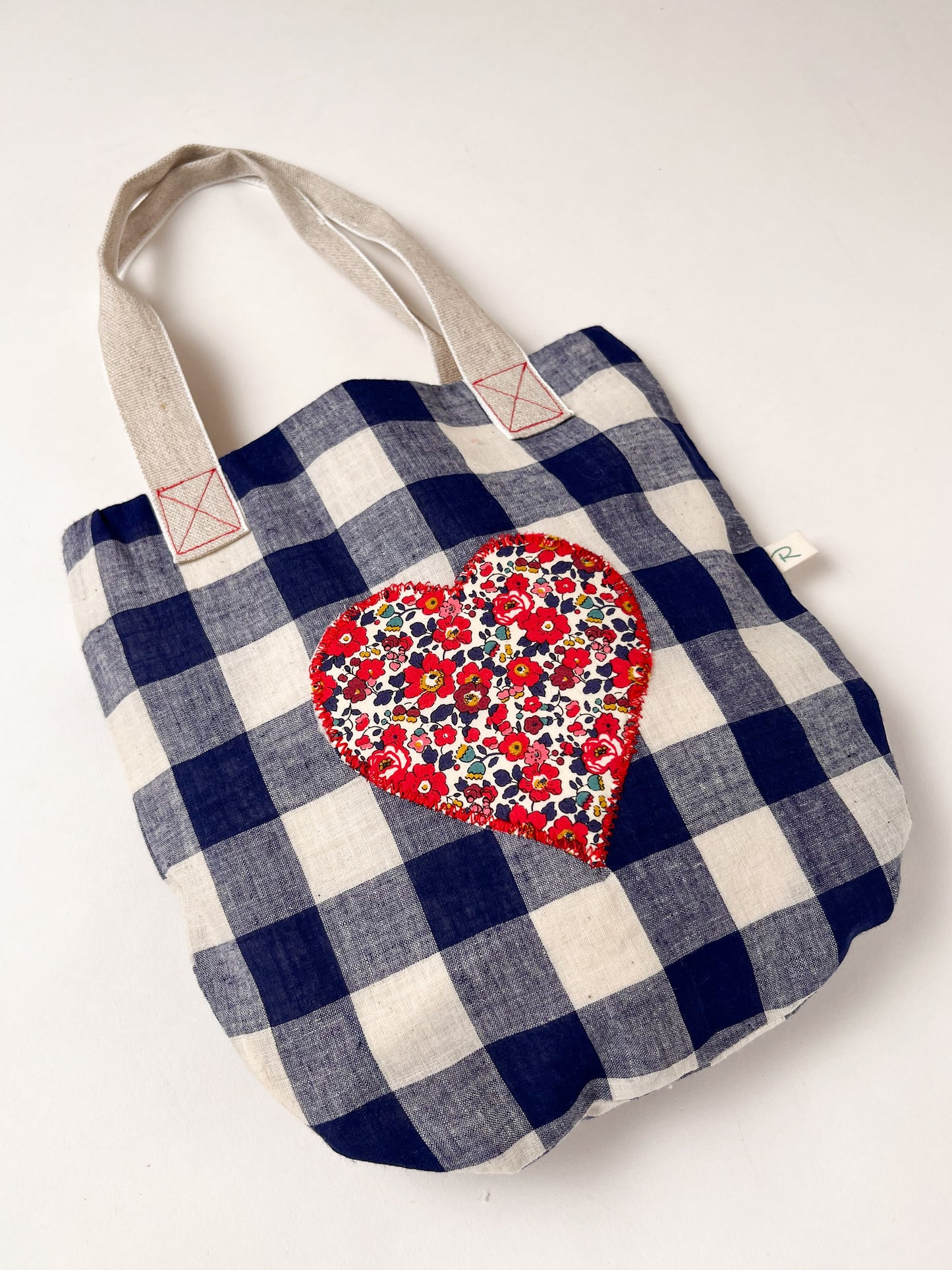 Blue Gingham Bag with Liberty Betsy Anne