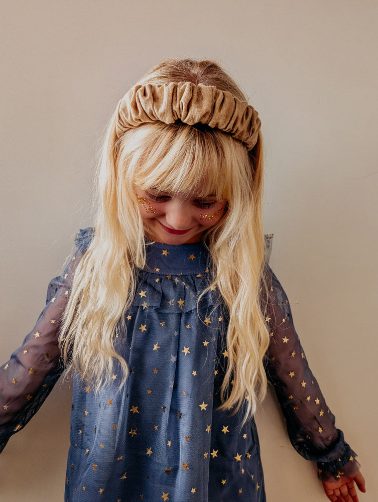 Sparkle Ruffled Hairband Old Gold