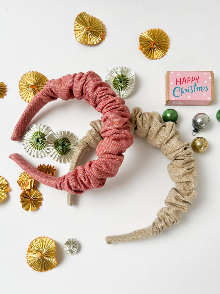 Sparkle Ruffled Hairband Old Gold