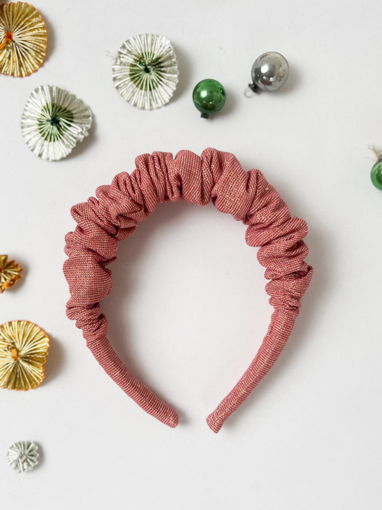 Sparkle Ruffled Hairband Rose Pink