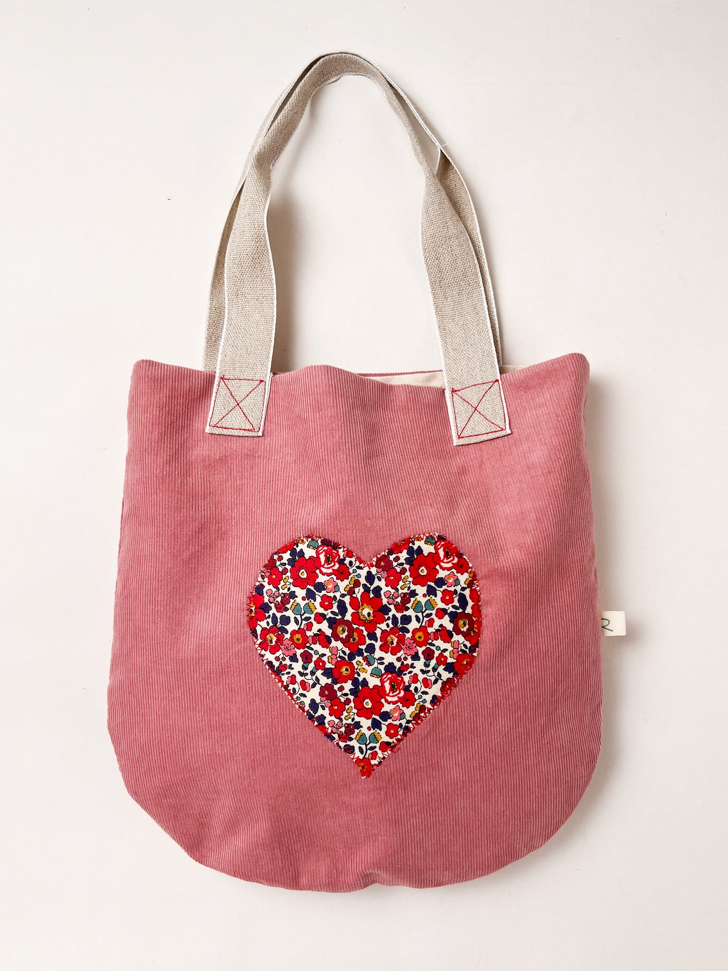 Pink Corduroy Bag with Liberty Heart Betsy Anne
