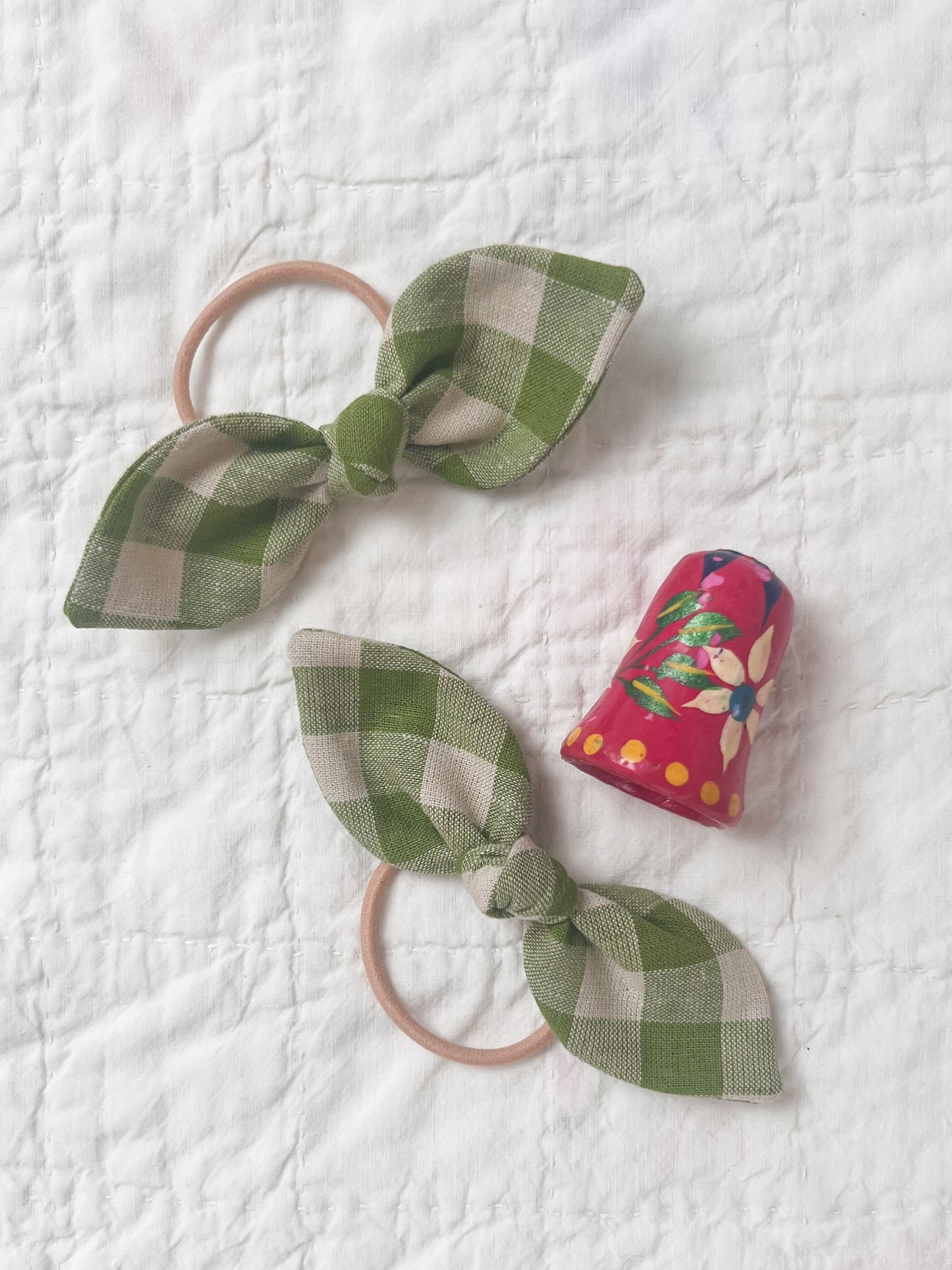 Hair Bobble Set Linen Moss Green