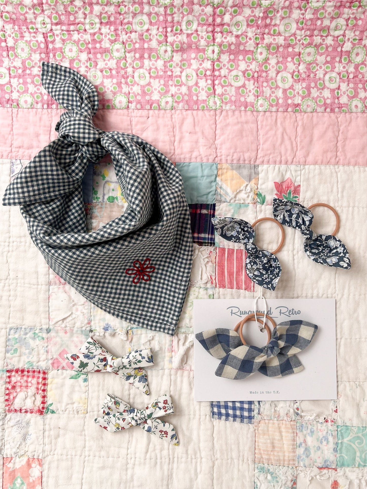Evie Scarf in Blue Cotton Gingham