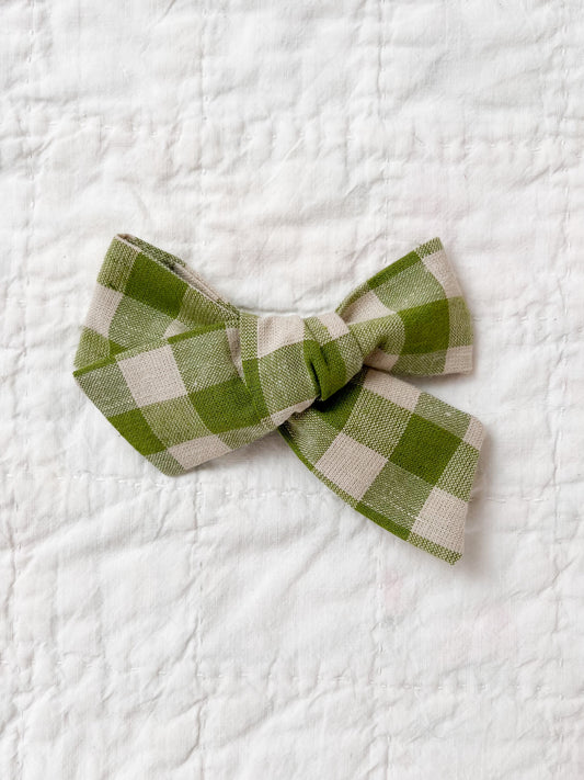 Pinwheel Hair Bow Moss Green
