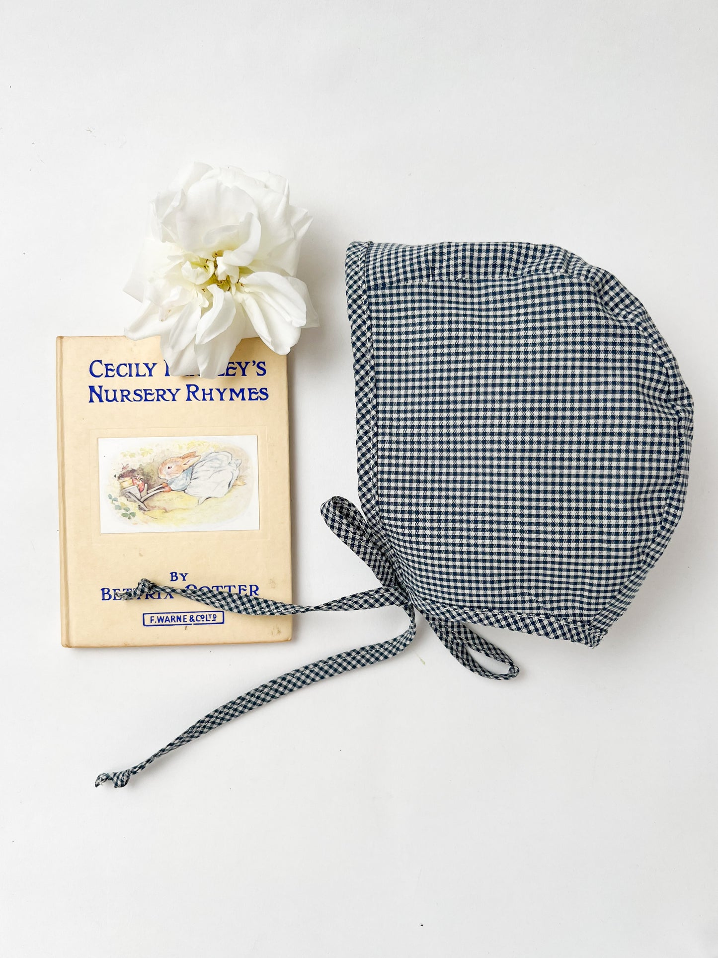 Baby Bonnet Navy Blue Gingham