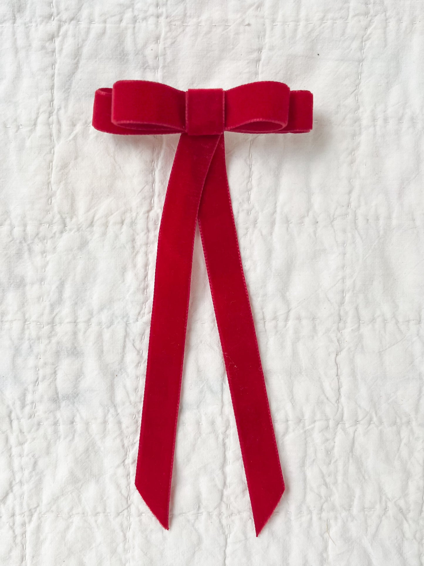 Velvet Hair Bow Ruby Red Small