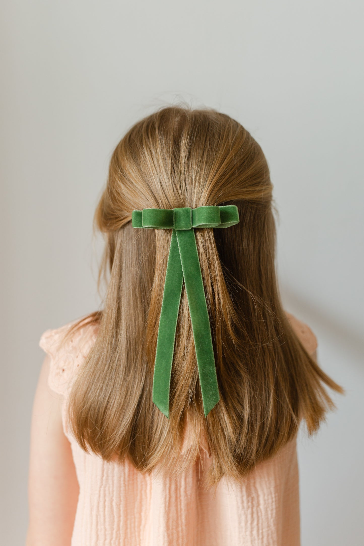 Velvet Hair Bow Moss Green Small